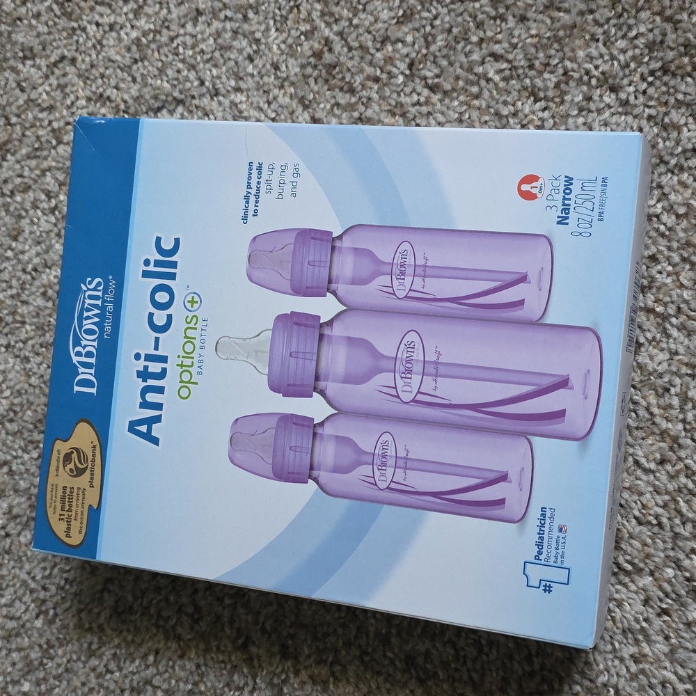 NEW 8oz Dr. Brown's Purple Baby Bottles 3-Pack